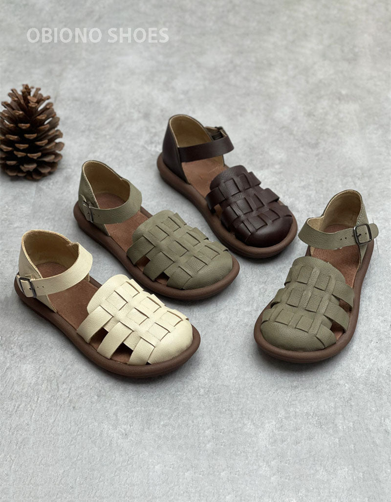 Wide Toe Box Soft Sole Comfortable Retro Flat Sandals