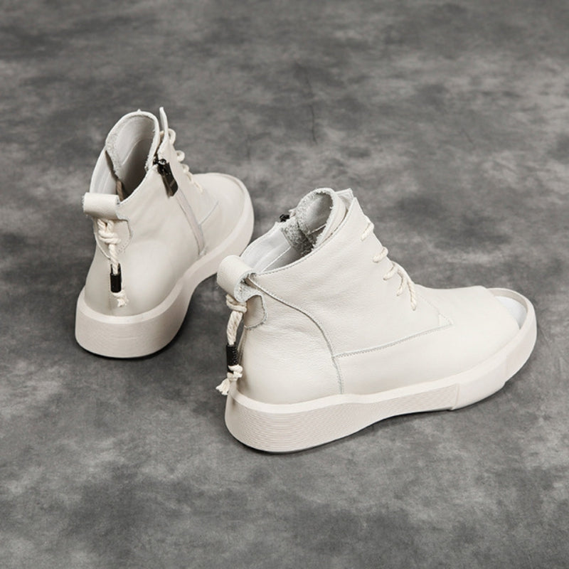 Summer Open Toe Retro Leather Sandals Boots