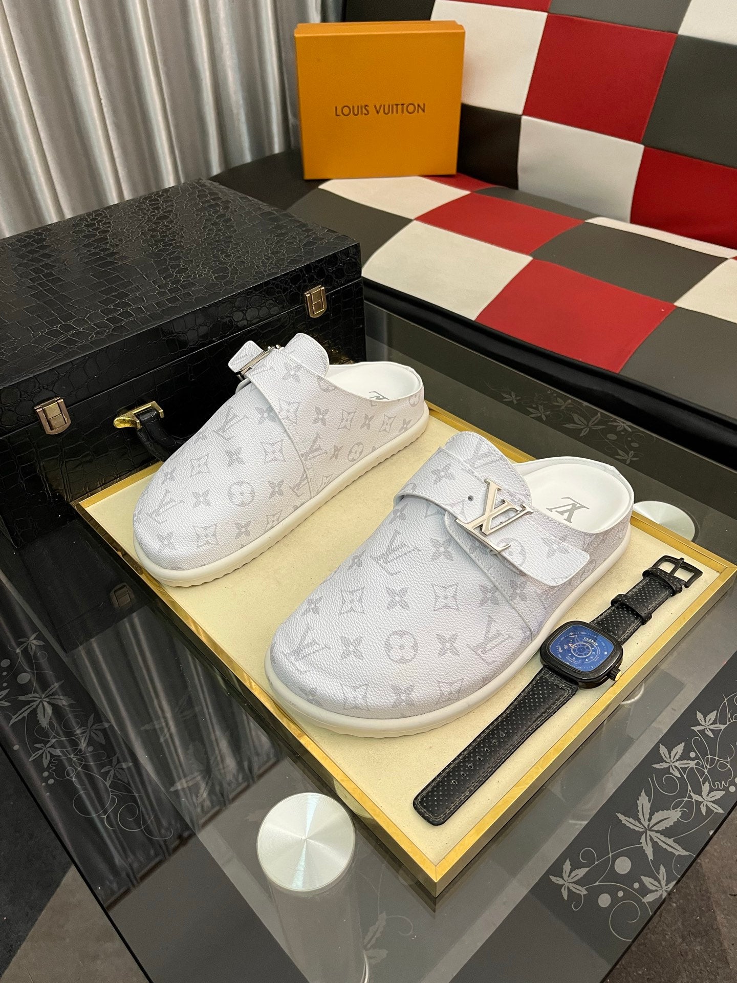 Lvv fashion casual printed slippers 0725082902