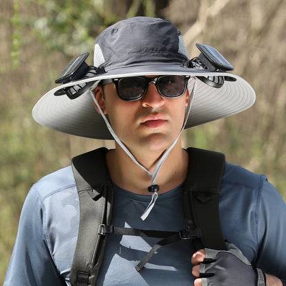 🔥Father's Day Sale- Wide Brim Solar Fan Outdoor Fishing Hat-Solar & USB Charging