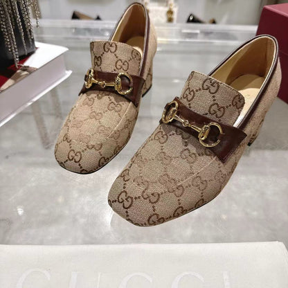 GG fashion print high-heeled loafers 0725102001