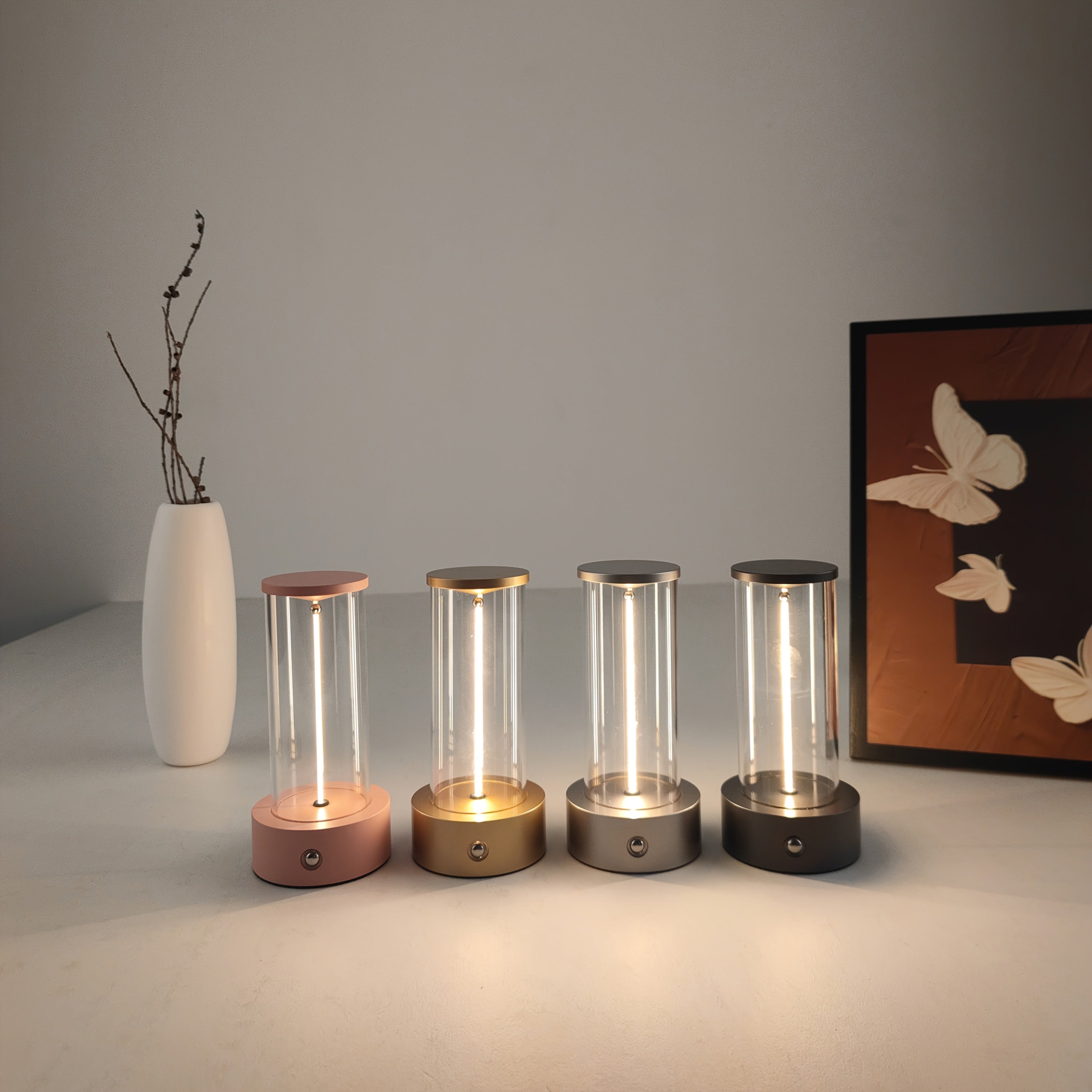 Rechargeable bedside quantum light dimmable with breathing variable light