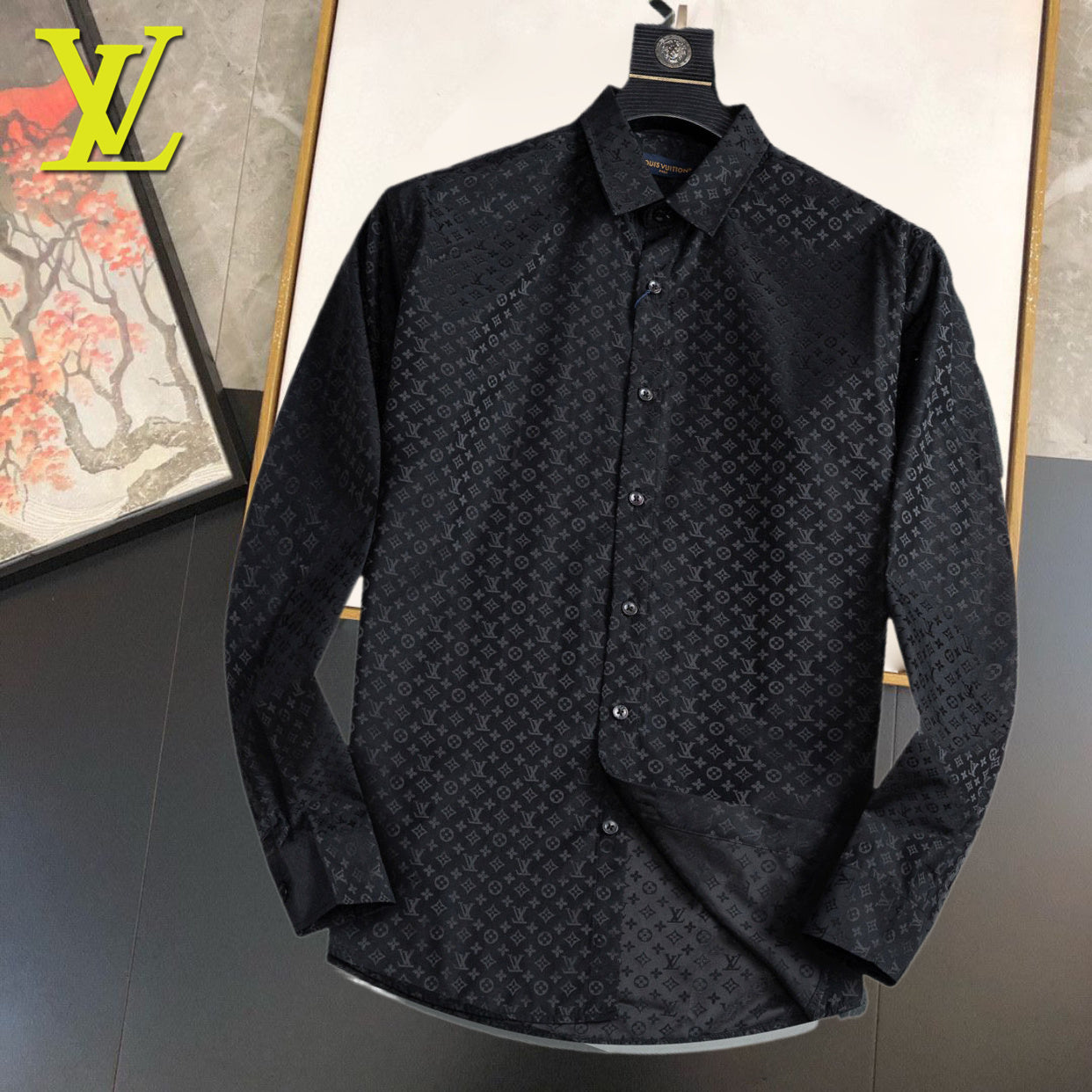 Lvv fashionable printed all-cotton lapel shirt 0725092601