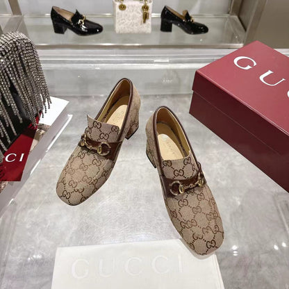 GG fashion print high-heeled loafers 0725102001