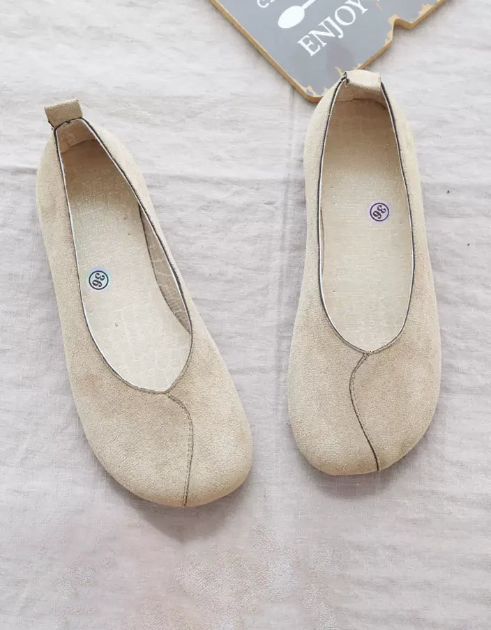 Light Weight Round Toe Suede Slip-on Flats