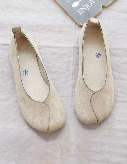 Light Weight Round Toe Suede Slip-on Flats