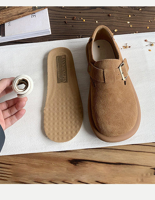 Wide Toe Box Comfortable Suede Flat Shoes Clogs