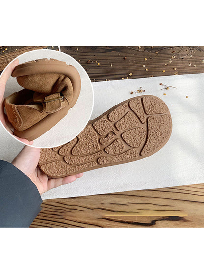 Wide Toe Box Comfortable Suede Flat Shoes Clogs