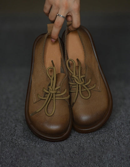 Soft Leather Lace-up Comfortable Wide Toe Box Shoes